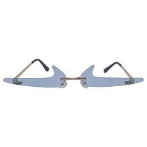 6170 | Blue Purple Backward Checkmark Novelty Rimless Sunglasses